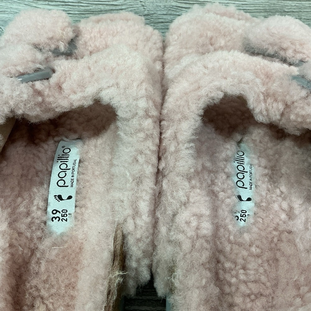 Birkenstock Papillio Arizona Big Buckle Pink Shearling Sandals Women's 39 EU 8 N - Picture 11 of 11